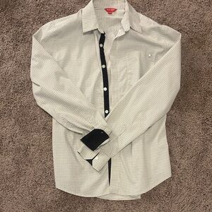 Men's White and Black Button-Up Shirt